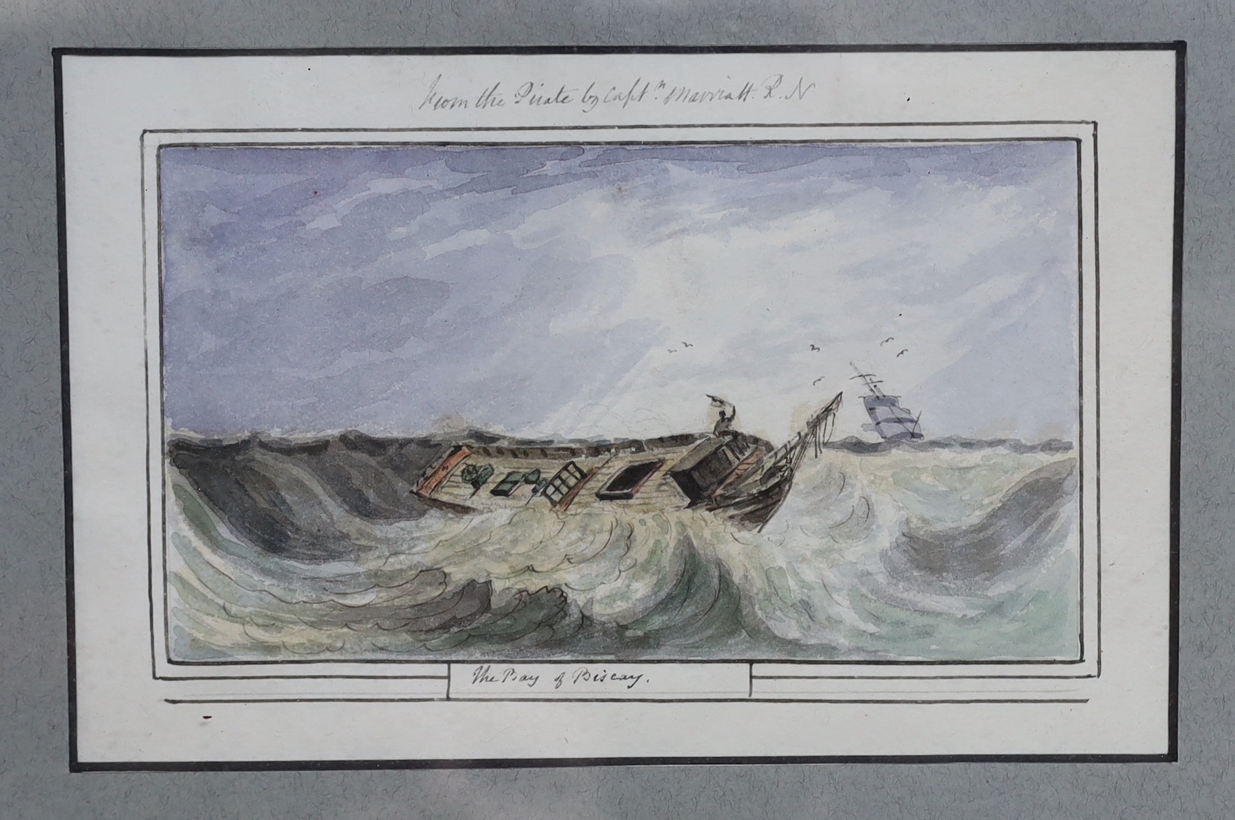 Lieutenant Edward Bampfylde Eagles (19th. C) set of three watercolours comprising, ‘Leaving the Circapian’, ‘The Bay of Biscay’ & ‘The Sand Bank’, each inscribed, 10 x 16cm